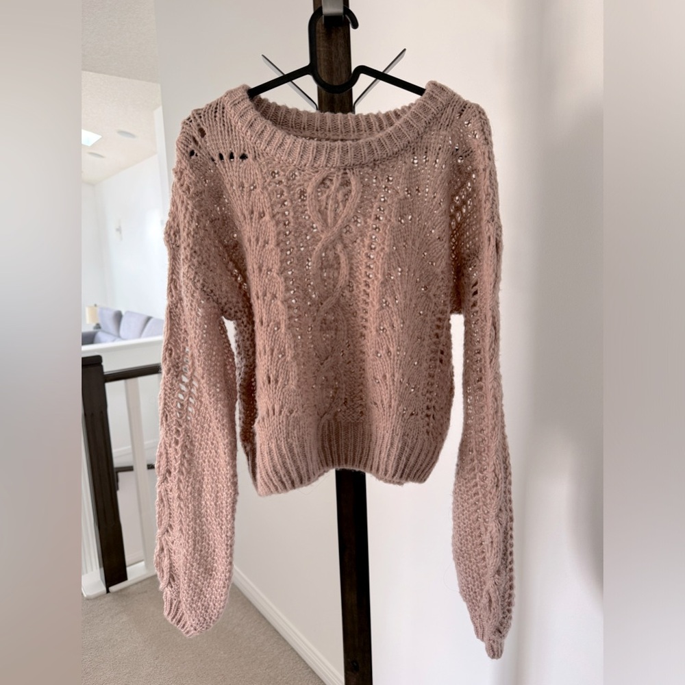 Rose pink crochet Sweater